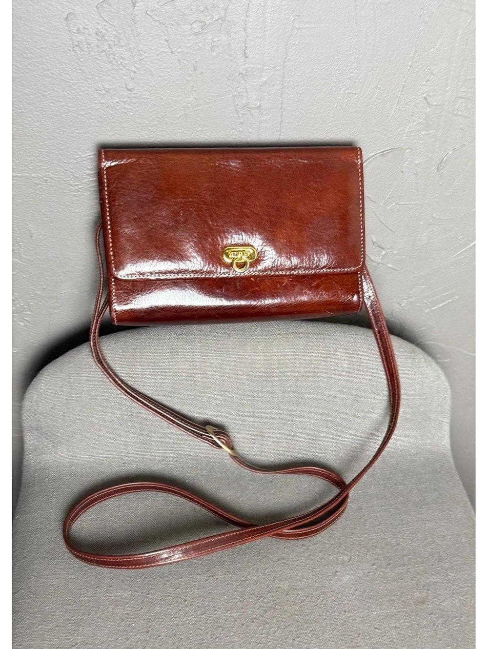 1980's Cognac Leather Crossbody Bag with Wallet by Gary's Leather for NORDSTROM